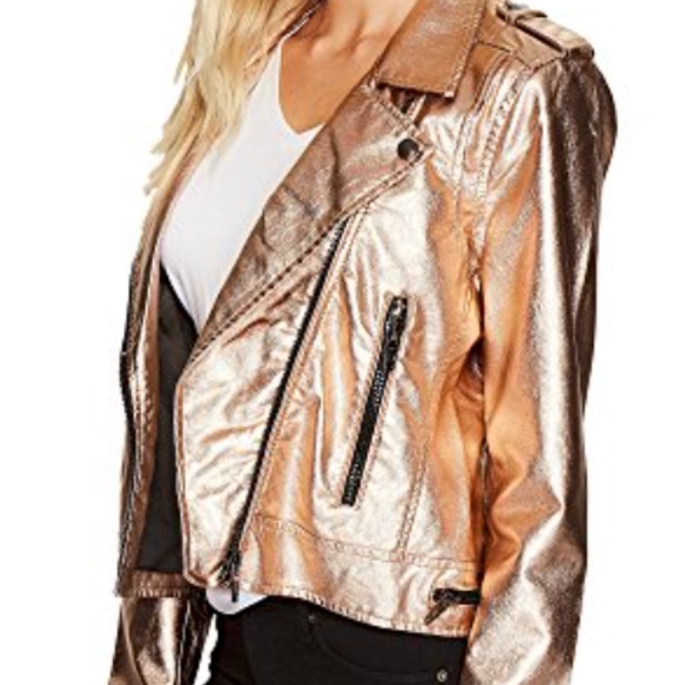 Blank NYC Metallic Vegan Leather Moto Jacket